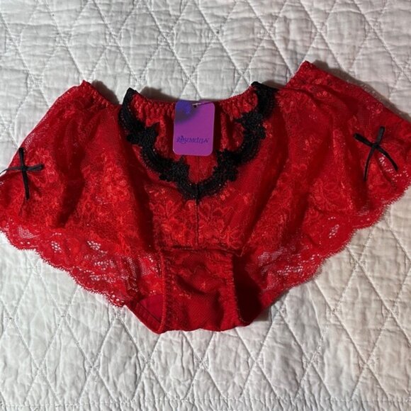 COPY - Christmas RED lace Lolita Panties. - Picture 1 of 5
